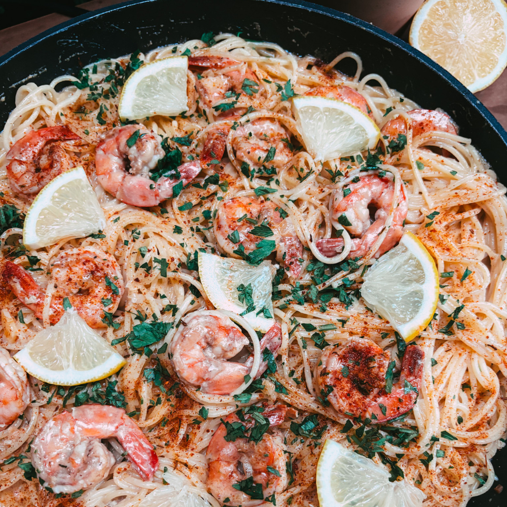 Lemon Jerk Shrimp Pasta