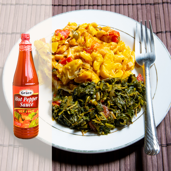 Grace Hot Pepper Sauce - perfekt für jamaikanische Gerichte wie Ackee & Saltfish, Callaloo und Eintöpfe