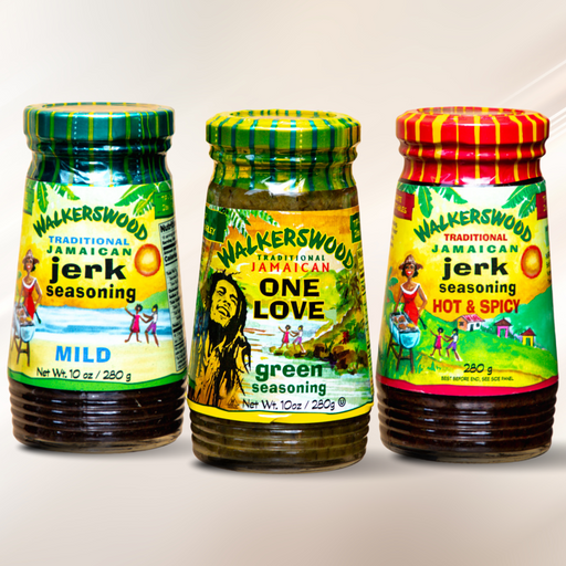 walkerswood Jerk Seasoning 3er Set: One Love Green Seasoning, Jerk Seasoning Hot & mild